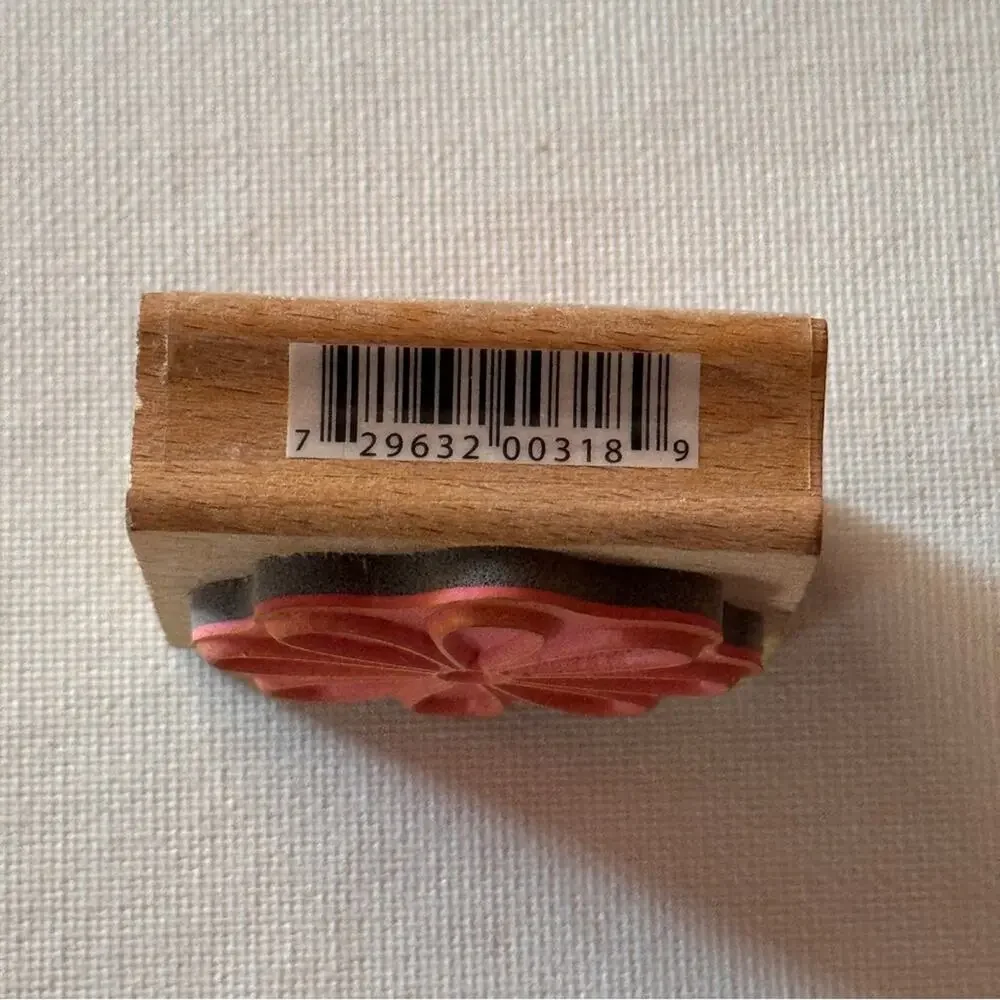 Wooden Stamp with Pink Flower Design